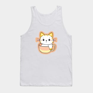 Adorable cat sitting in a coffee cup Tank Top